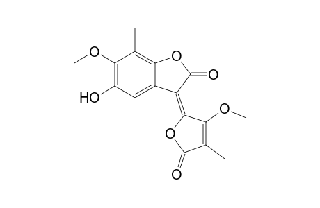 (3E)-5-hydroxy-3-(5-keto-3-methoxy-4-methyl-2-furylidene)-6-methoxy-7-methyl-benzofuran-2-one