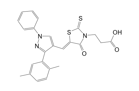 3-((5Z)-5-{[3-(2,5-dimethylphenyl)-1-phenyl-1H-pyrazol-4-yl]methylene}-4-oxo-2-thioxo-1,3-thiazolidin-3-yl)propanoic acid