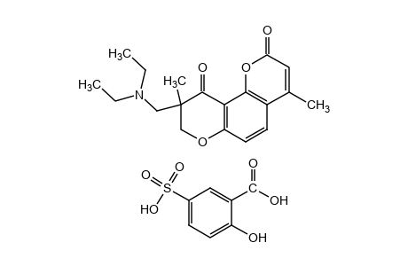 9-[(DIETHYLAMINO)METHYL]-8,9-DIHYDRO-4,9-DIMETHYL-2H,10H-BENZO[1,2-b:3,4-b']DIPYRAN-2,10-DIONE, 5-SULFOSALICYLATE (1:1)