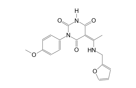 (5Z)-5-{1-[(2-furylmethyl)amino]ethylidene}-1-(4-methoxyphenyl)-2,4,6(1H,3H,5H)-pyrimidinetrione