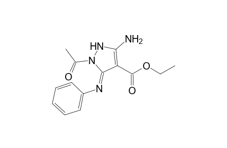 Ethyl N(1)-acetyl-3-amino-5-(phenylimino)-2H-pyrazole-4-carboxylate