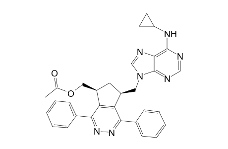 (+-)-cis-{7-[(6-Cyclopropylamino-9H-purin-9-yl)methyl]-1,4-diphenyl-6,7-dihydro-5H-cyclopenta[d]pyridazin-5-yl}methanyl Acetate