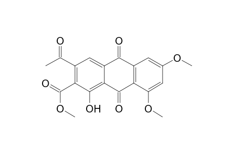 AUSTROCORTICONE-METHYLESTER;METHYL-3-ACETYL-1-HYDROXY-6,8-DIMETHOXY-9,10-DIOXO-9,10-DIHYDROANTHRACENE-2-CARBOXYLATE