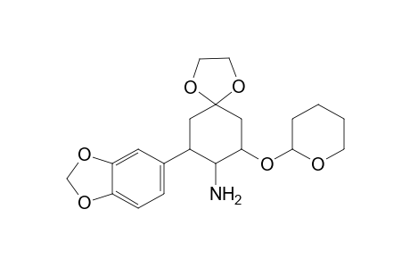 1,4-Dioxaspiro[4,5]decane, 7-[(tetrahydropyran-2-yl)oxy]-8-amino-9-(1,3-benzodioxol-5-yl)-