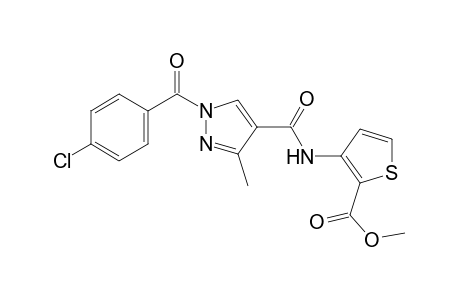 3-[1-(p-chlorobenzoyl)-3-methylpyrazole-4-carboxamido]-2-thiophenecarboxylic acid, methyl ester
