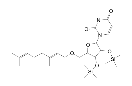 1-[5-[[(2E)-3,7-dimethylocta-2,6-dienoxy]methyl]-3,4-dihydroxyoxolan-2-yl]pyrimidine-2,4-dione, 2tms derivative