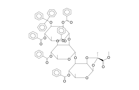 O-(2,4-DI-O-BENZOYL-3-O-TRITYL-ALPHA-L-RHAMNOPYRANOSYL)-(1->2)-O-(3,4-DI-O-BENZOYL-ALPHA-L-RHAMNOPYRANOSYL)-(1->3)-4-O-BENZOYL-1,2-O-(1-METHOXYCARBONYLETHYLIDENE)-BETA-L-RHAMNOPYRANOSE