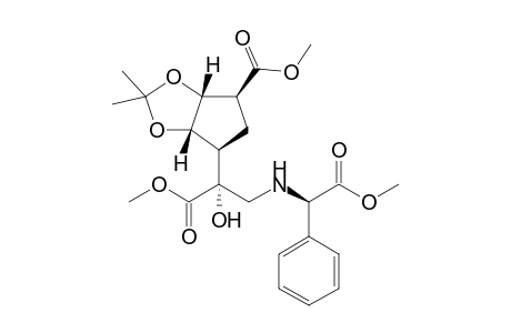 (1S,2R,3S,4R,1'R)-(-)-2,3-Isopropylidenedioxy-4-(1'-hydroxy-1'-[(R)-.alpha.-methoxycarbonylbenzylaminomethyl]-1'-methoxycarbonylmethyl)cyclopentane-1-carboxylic acid methyl ester