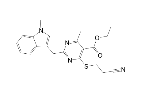2-[(N-Methylindolyl)methyl]-4-methyl-5-(ethoxycarbonyl)-6-[(cyanoethyl)mercapto]-pyrimiodine