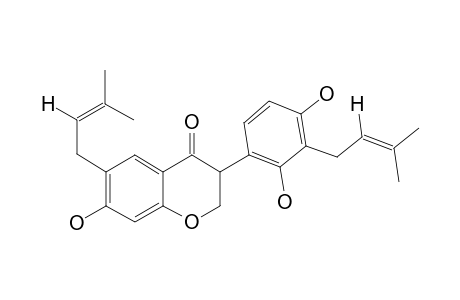 3-[2,4-dihydroxy-3-(3-methylbut-2-enyl)phenyl]-7-hydroxy-6-(3-methylbut-2-enyl)chroman-4-one