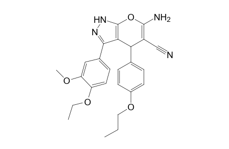 6-Amino-3-(4-ethoxy-3-methoxyphenyl)-4-(4-propoxyphenyl)-1,4-dihydropyrano[2,3-C]pyrazole-5-carbonitrile