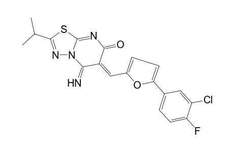 7H-[1,3,4]thiadiazolo[3,2-a]pyrimidin-7-one, 6-[[5-(3-chloro-4-fluorophenyl)-2-furanyl]methylene]-5,6-dihydro-5-imino-2-(1-methylethyl)-, (6Z)-
