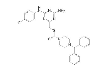 [4-Amino-6-(4-fluoroanilino)-1,3,5-triazin-2-yl]methyl 4-benzhydryl-1-piperazinecarbodithioate