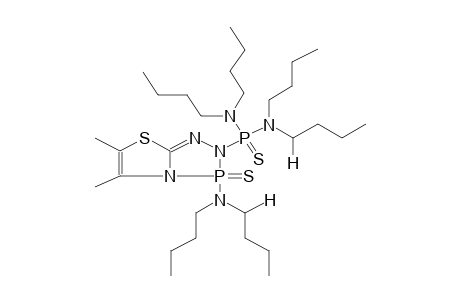 2-(TETRABUTYLDIAMIDOTHIOPHOSPHORYL)-3-THIOXO-3-TETRABUTYLDIAMINO-5,6-DIMETHYLTHIAZOLO[2,3-D]-1,2-DIHYDRO-1,2,4,3-TRIAZAPHOSPHOLE