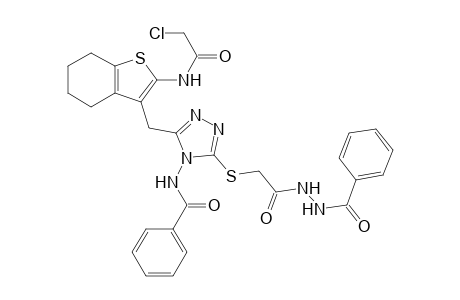 N-{3 -[2-(N'-Benzoyl-hydrazino)- 2 -oxo-ethylsulfanyl]-5-[2-(2-chloro-acetylamino)-4,5,6,7-tetrahydro-benzo[b]thiophen-3-ylmethyl]-[1,2,4]triazol-4-yl}-benzamide