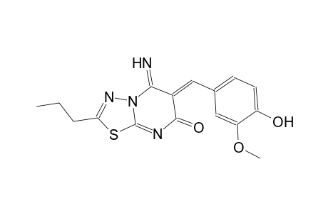 (6Z)-6-(4-hydroxy-3-methoxybenzylidene)-5-imino-2-propyl-5,6-dihydro-7H-[1,3,4]thiadiazolo[3,2-a]pyrimidin-7-one