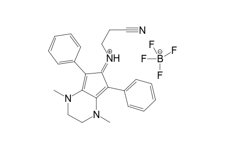 2-Cyano-N-(1,4-dimethyl-5,7-diphenyl-1,2,3,4-tetrahydro-6H-cyclopenta[b]pyrazin-6-ylidene)ethan-1-aminium tetrafluoroborate