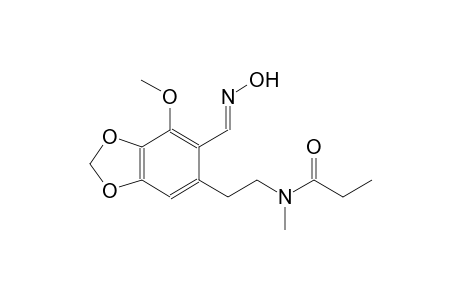 N-(2-{6-[(E)-(hydroxyimino)methyl]-7-methoxy-1,3-benzodioxol-5-yl}ethyl)-N-methylpropanamide