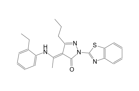 (4E)-2-(1,3-benzothiazol-2-yl)-4-[1-(2-ethylanilino)ethylidene]-5-propyl-2,4-dihydro-3H-pyrazol-3-one