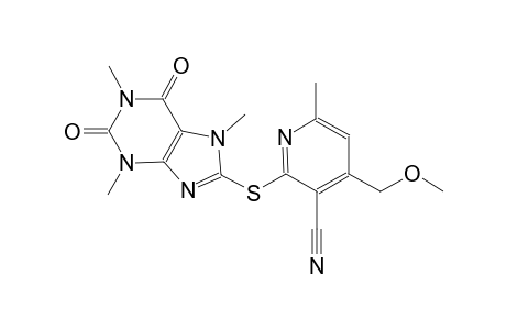 4-(methoxymethyl)-6-methyl-2-[(1,3,7-trimethyl-2,6-dioxo-2,3,6,7-tetrahydro-1H-purin-8-yl)sulfanyl]nicotinonitrile