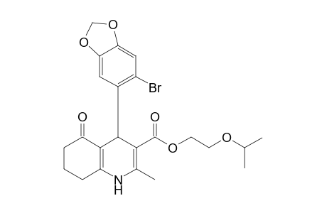 2-isopropoxyethyl 4-(6-bromo-1,3-benzodioxol-5-yl)-2-methyl-5-oxo-4,6,7,8-tetrahydro-1H-quinoline-3-carboxylate