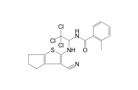 2-methyl-N-{2,2,2-trichloro-1-[(3-cyano-5,6-dihydro-4H-cyclopenta[b]thien-2-yl)amino]ethyl}benzamide