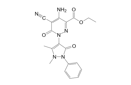 4-amino-5-cyano-1,6-dihydro-1-(2,3-dimethyl-5-oxo-1-phenyl-3-pyrazolin-4-yl)-6-oxo-3-pyrdazinecarboxylic acid, ethyl ester