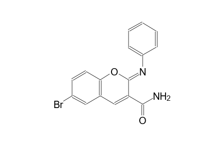 (2Z)-6-bromo-2-(phenylimino)-2H-chromene-3-carboxamide