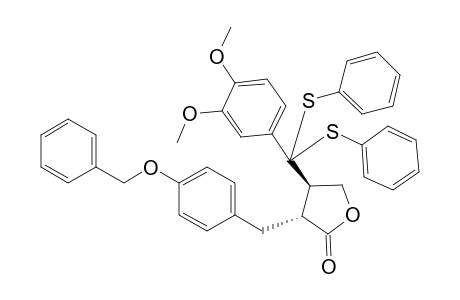 trans-2-(4"-Benzyloxybenzyl)-3-(3',4'-dimethoxy-.alpha.,.alpha.-bis[phenylthio]benzyl)butyrolactone