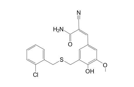 4-Hydroxy-3-methoxy-5-[(2-chlorobenzylthio)methyl]-.alpha.-carboxamidocinnamonitrile