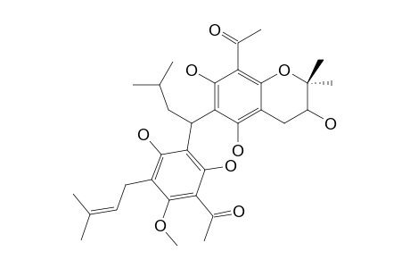 ACROPYRANOL_B;1-[6-[1-[3-ACETYL-2,6-DIHYDROXY-4-METHOXY-5-(3-METHYLBUT-2-EN-1-YL)-PHENYL]-3-METHYLBUTYL]-3,5,7-TRIHYDROXY-2,2-DIMETHYL