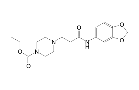 1-piperazinecarboxylic acid, 4-[3-(1,3-benzodioxol-5-ylamino)-3-oxopropyl]-, ethyl ester