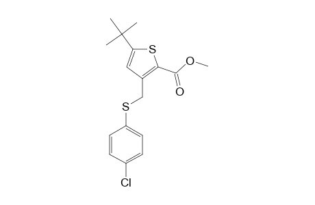 5-tert-butyl-{[(p-chlorophenyl)thio]methyl}-2-thiophenecarboxylic acid, methyl ester