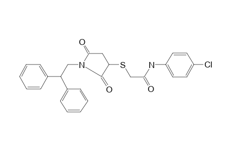 N-(4-chlorophenyl)-2-[1-(2,2-diphenylethyl)-2,5-bis(oxidanylidene)pyrrolidin-3-yl]sulfanyl-ethanamide