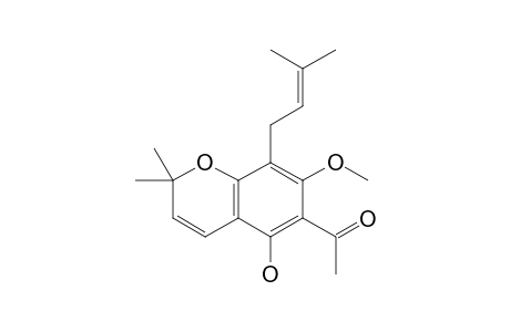 ACRONYCULATIN-E;1-[2'-HYDROXY-6'-METHOXY-5'-(2''-HYDROXY-3''-METHYL-3''-BUTENYL)-3',4'-(3''',3'''-DIMETHYL-1'''-PYRENYL)]-ACETOPHENONE