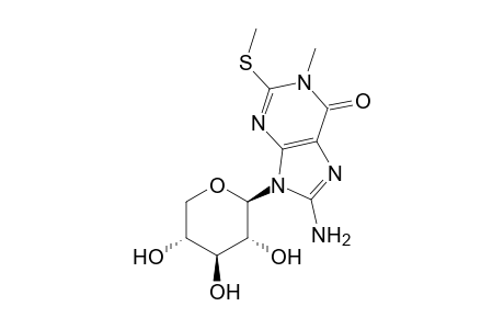 8-Amino-9-.beta.-D-xylopyranosyl-1-methyl-2-(methylthio)purin-6(1H)-one