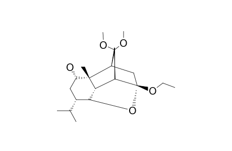 (+/-)-(1S*,3R*,5R*,7R*,8R*,9R*,10R*,12R*)-3-ETHOXY-10-HYDROXY-12-ISOPROPYL-6,6-DIMETHOXY-9-METHYL-2-OXATETRACYCLO-[6.4.0.0(3,7).0(5,9)]-DODECANE