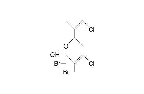 2-(Dibromo-methyl)-4-chloro-6-(2-chloro-1-methyl-vinyl)-5,6-dihydro-3-methyl-2H-2-pyranol