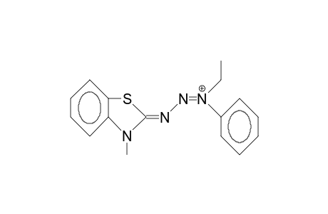 1-Phenyl-1-ethyl-3-(3-methyl-benzothiazolinylidene-2)-cis-triazenium cation