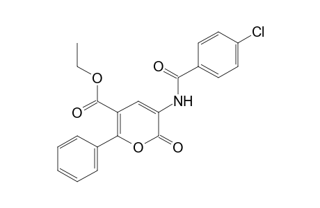 3-(p-CHLOROBENZAMIDO)-2-OXO-6-PHENYL-2H-PYRAN-5-CARBOXYLIC ACID, ETHYL ESTER