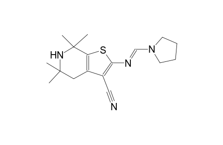 5,5,7,7-tetramethyl-2-{[(E)-1-pyrrolidinylmethylidene]amino}-4,5,6,7-tetrahydrothieno[2,3-c]pyridine-3-carbonitrile