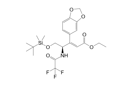 (E,4R)-3-(1,3-benzodioxol-5-yl)-5-[tert-butyl(dimethyl)silyl]oxy-4-[(2,2,2-trifluoro-1-oxoethyl)amino]-2-pentenoic acid ethyl ester