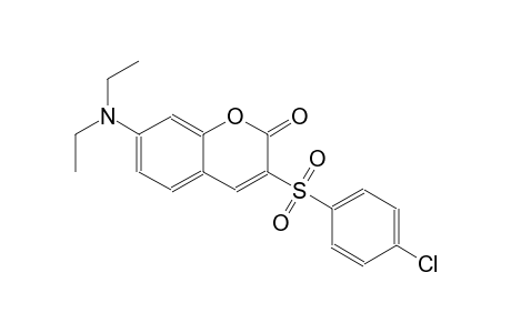 2H-1-benzopyran-2-one, 3-[(4-chlorophenyl)sulfonyl]-7-(diethylamino)-
