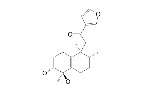 3-ALPHA,4-BETA-DIHYDROXY-15,16-EPOXY-19-NOR-12-OXO-ClERODA-5(10),13(16),14-TRIENE