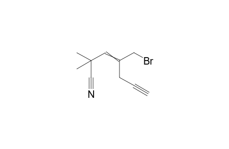 4-(bromomethyl)-2,2-dimethylhept-3-en-6-ynenitrile