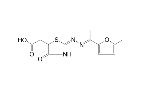 ((2E)-2-{(2E)-2-[1-(5-methyl-2-furyl)ethylidene]hydrazono}-4-oxo-1,3-thiazolidin-5-yl)acetic acid