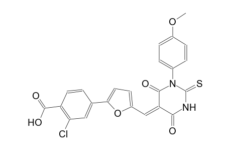 2-chloro-4-{5-[(Z)-(1-(4-methoxyphenyl)-4,6-dioxo-2-thioxotetrahydro-5(2H)-pyrimidinylidene)methyl]-2-furyl}benzoic acid