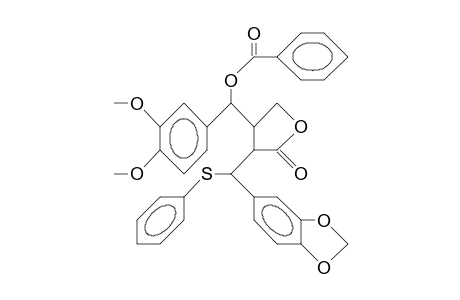 3-(A-Benzoyloxy-3'',4''-dimethoxy-benzyl)-2-(3',4'-methylenedioxy-A-phenylthio-benzyl)-2-(3',.gamma.-butyrolactone