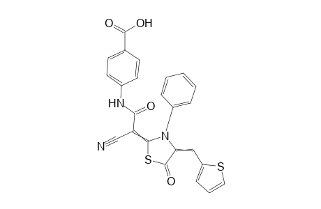 4-(2-Cyano-2-(5-oxo-3-phenyl-4-(thiophen-2-ylmethylene)thiazolidin-2ylidene)acetamido)benzoic acid