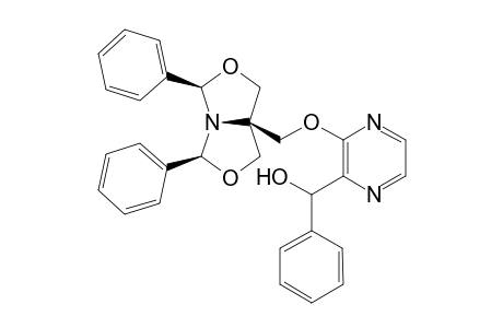 rac-3-(.alpha.-Hydroxybenzyl)-2-[(c-2,c-8-diphenyl-3,7-dioxa-r-1-azabicyclo[3.3.0]oct-c-5-yl)methoxy]pyrazine